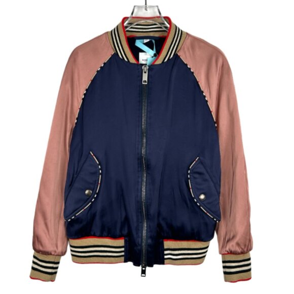 015084 Burberry logo colorblock nylon baseball jacket zip-up jacket size 38 S